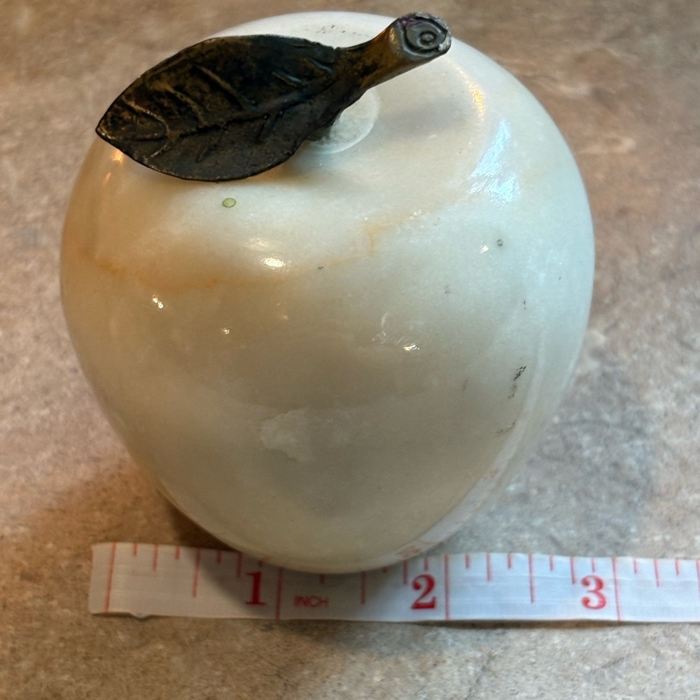 Elegant Cream Marble Apple Decor - Picture 8 of 9